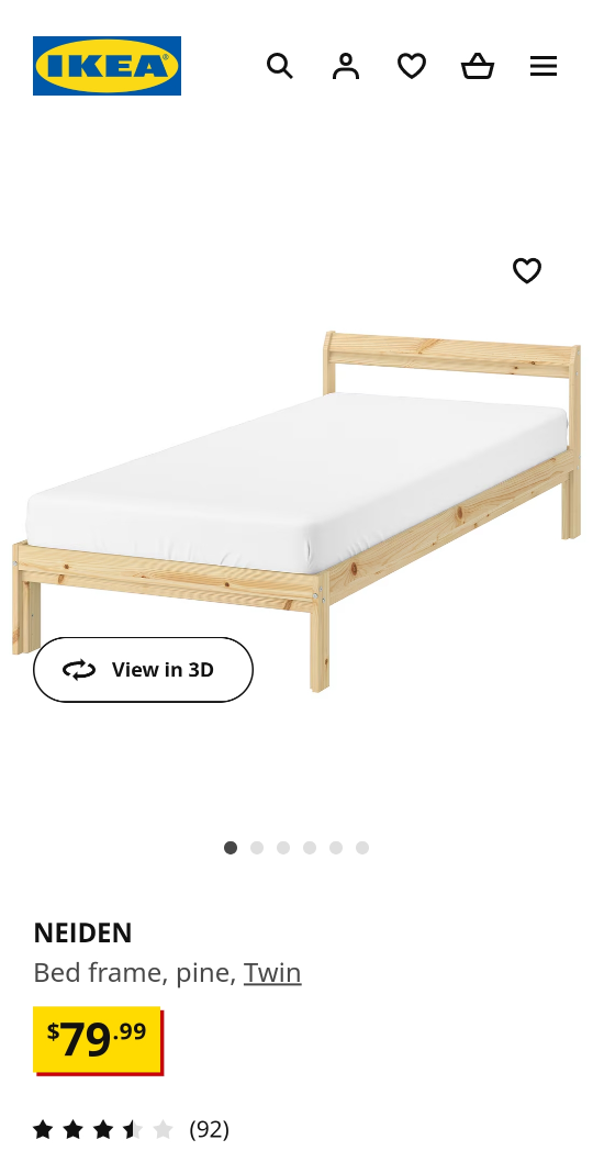 NEIDEN Bed frame, pine, Twin thumbnail