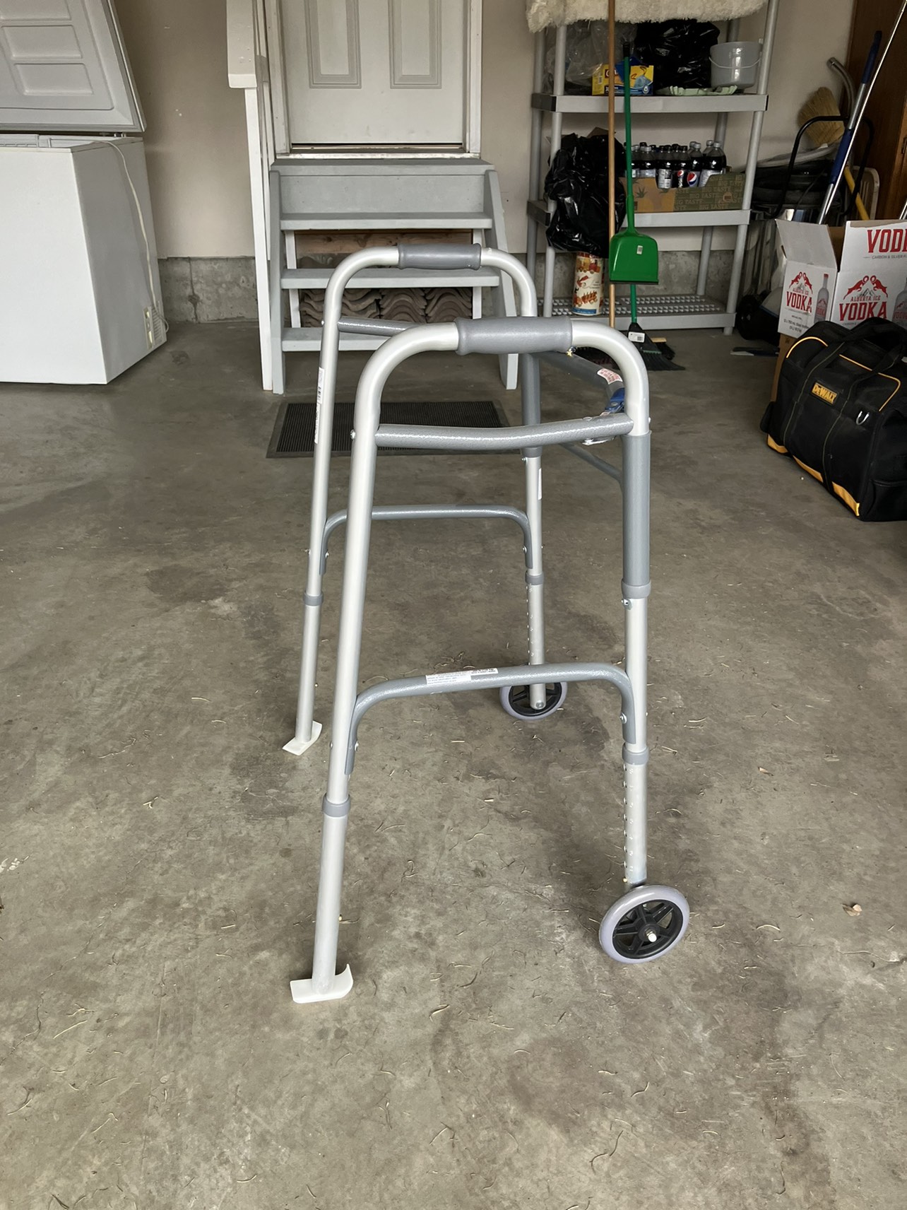Foldable, adjustable walker- 2 button 5”wheels