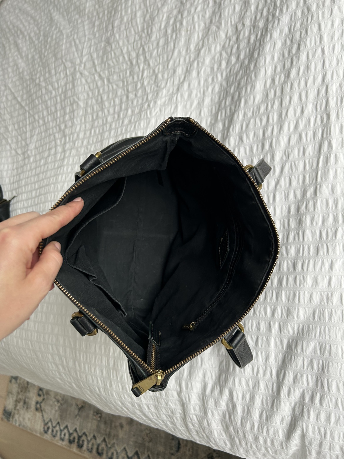 Fossil genuine leather women’s tote work bag - photo 3