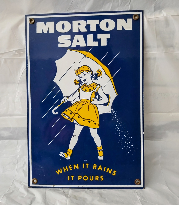 2 Vintage Morton Salt Tin Signs - photo 3