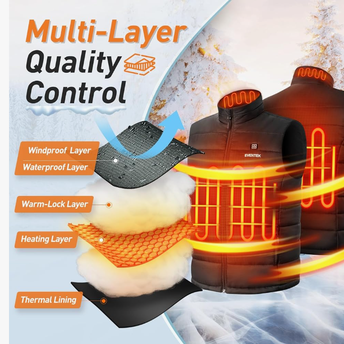 Heated Vest with 10000mAh Battery Pack Rechargeable image indicator(8)