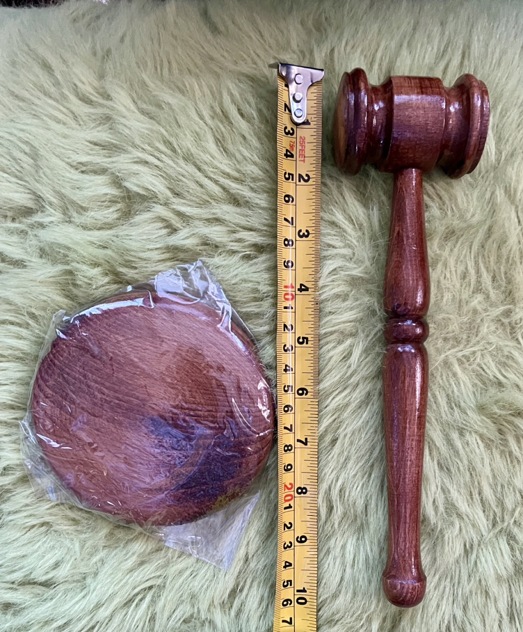 Handmade Wooden Decorative Hammer & Wood Base Block image indicator(2)