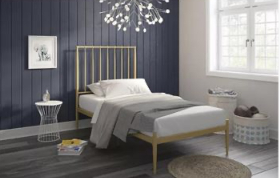 Modern Gold Metal Platform Twin Bed