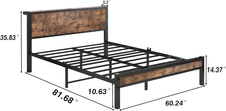 New Queen Bed Frame with Wood Headboard and Charging Station - photo 2