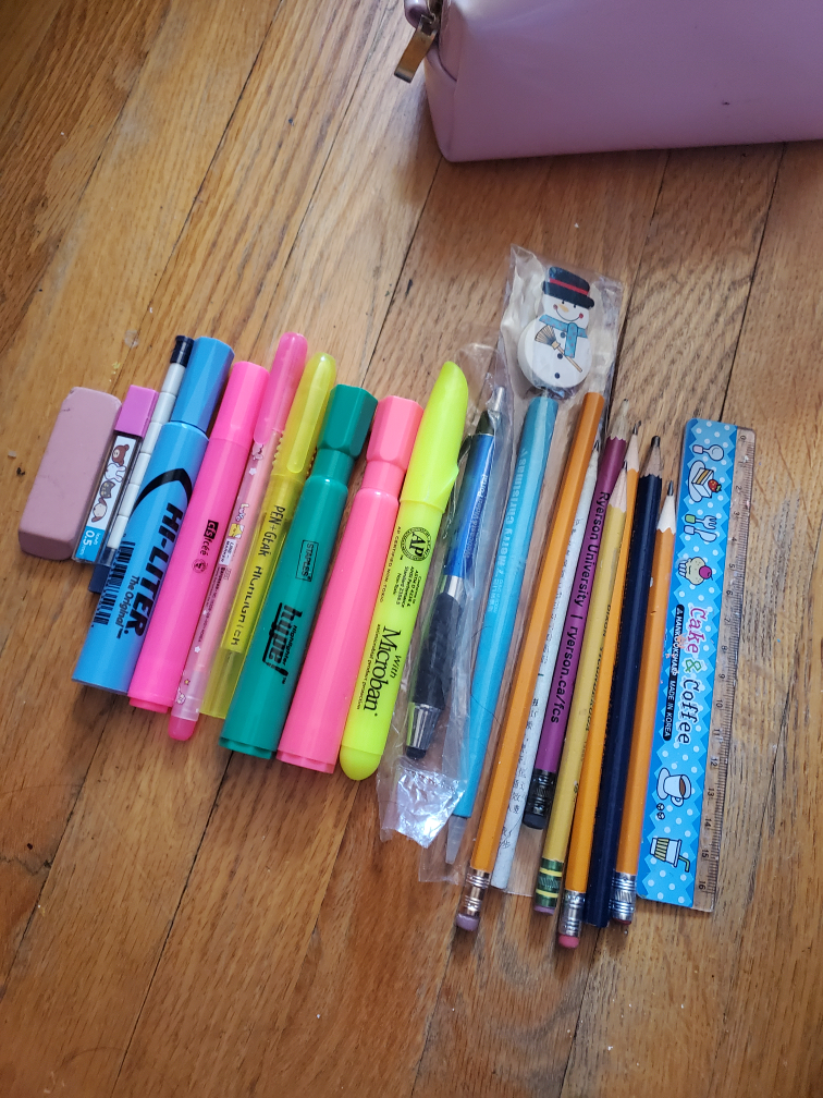freecycle 🥕 writing supplies - pens, highlighter, erasers, ruler thumbnail