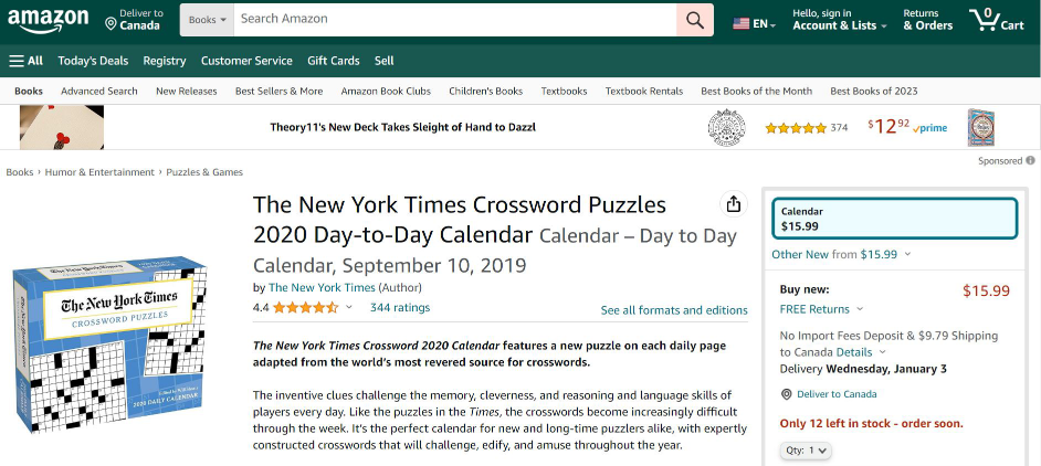 The New York Times Crossword Puzzles, 2020 (2 available) - NEW thumbnail