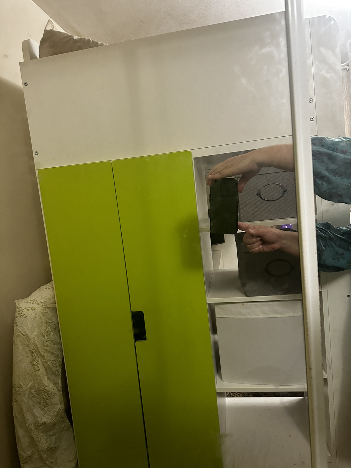 IKEA bed with desk