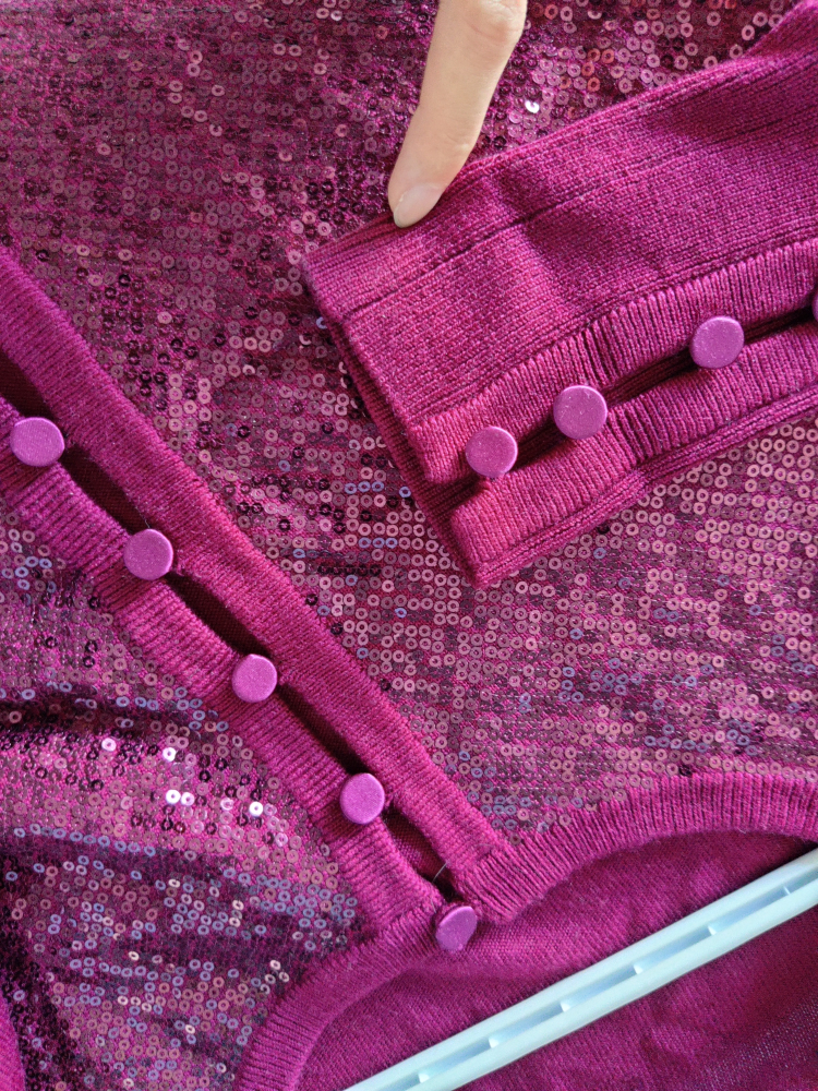 Shiny burgundy cardigan image indicator(2)