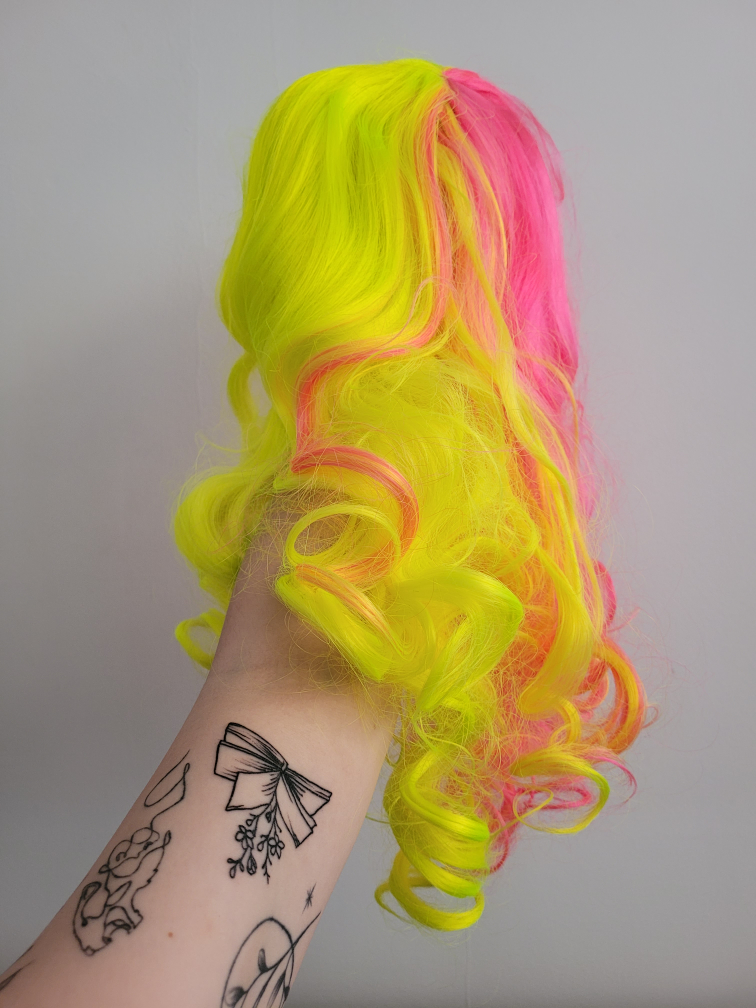 NEW synthetic split colour neon wig image indicator(6)