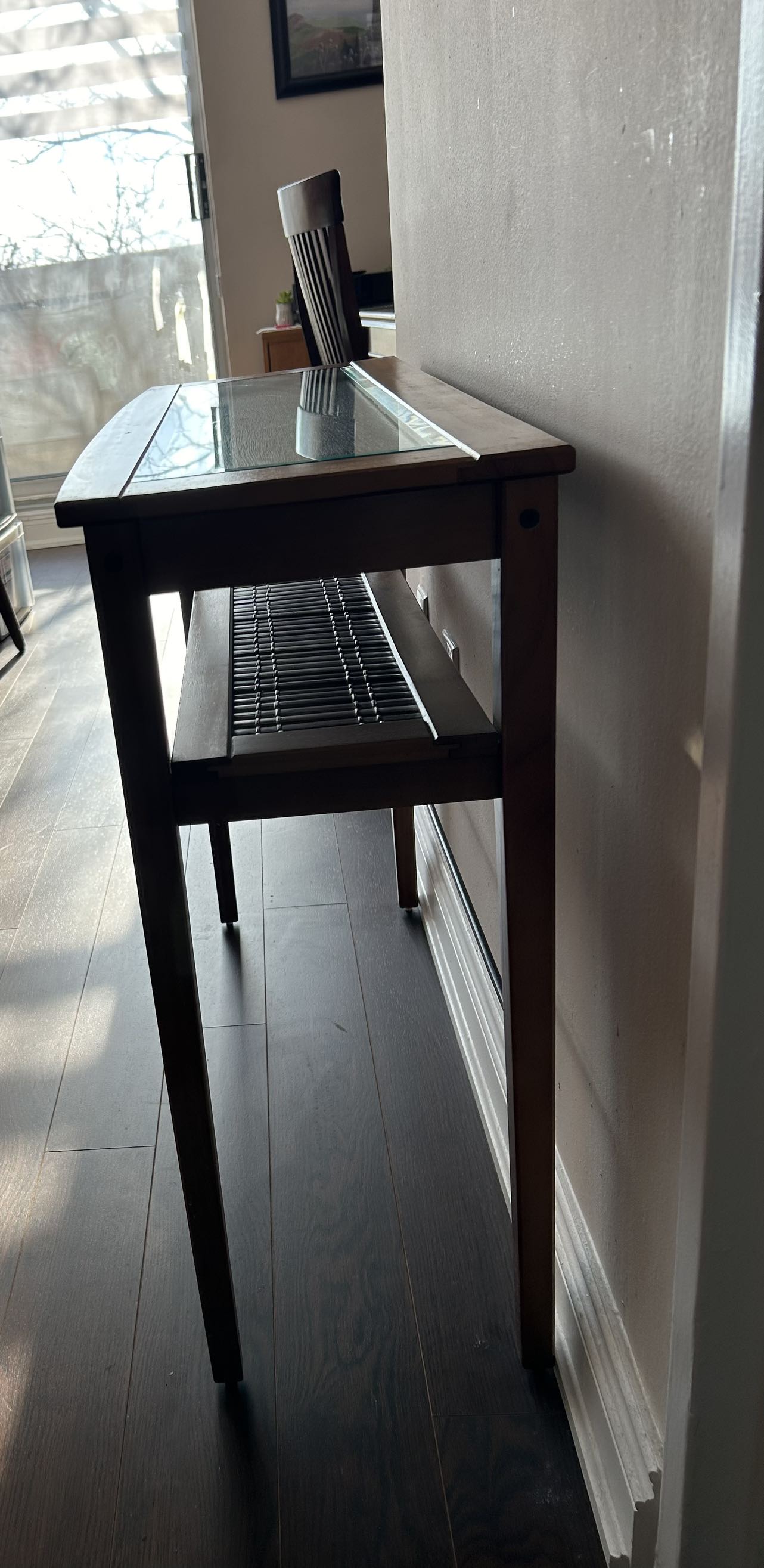 Entrance table, wood and glass - photo 5
