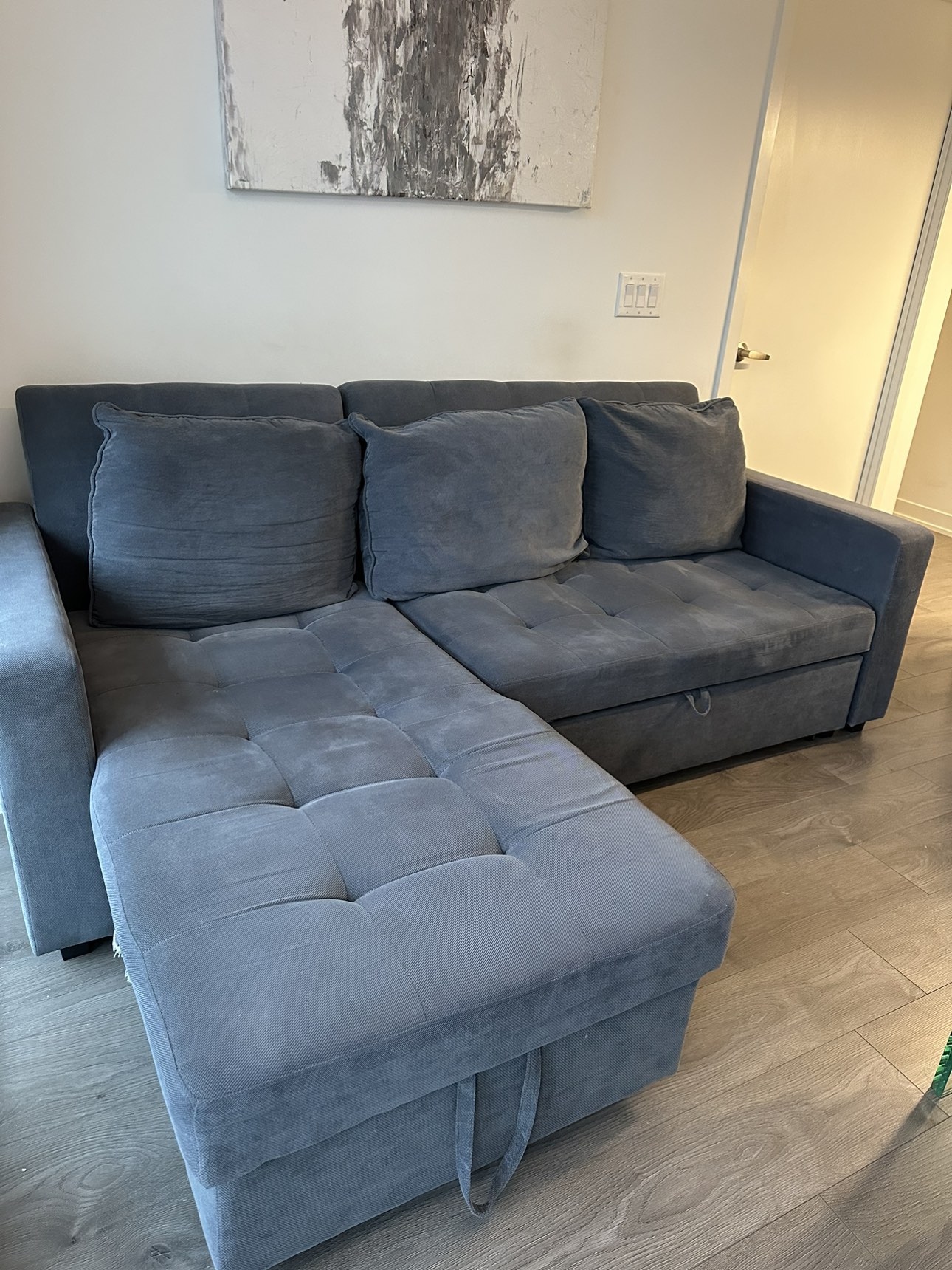 Grey sectional couch/sofa bed/storage NEED GONE ASAP - photo 2