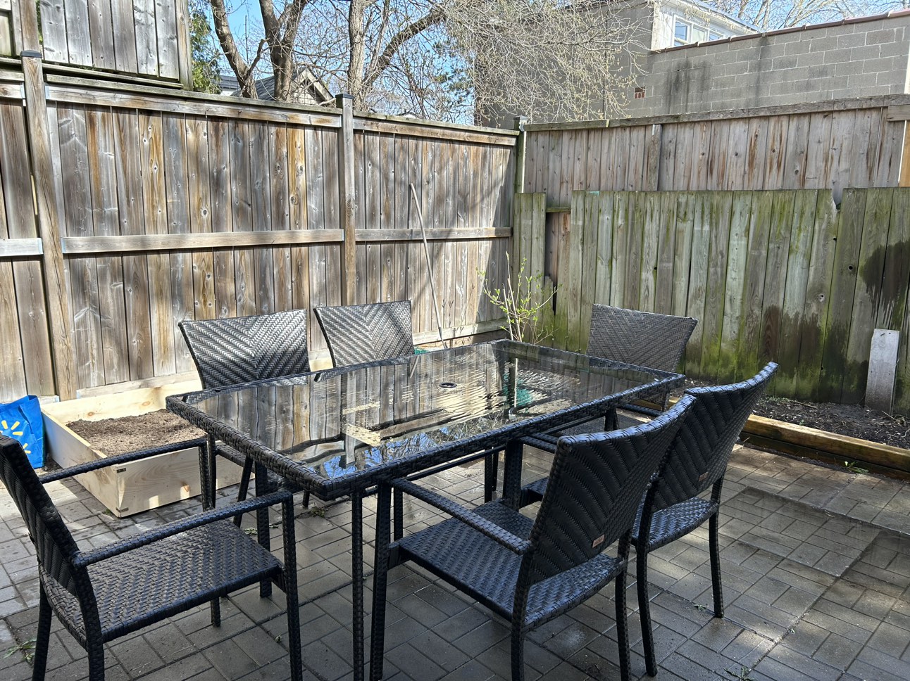A Patio set table with glass top  with 6 chairs image indicator(2)