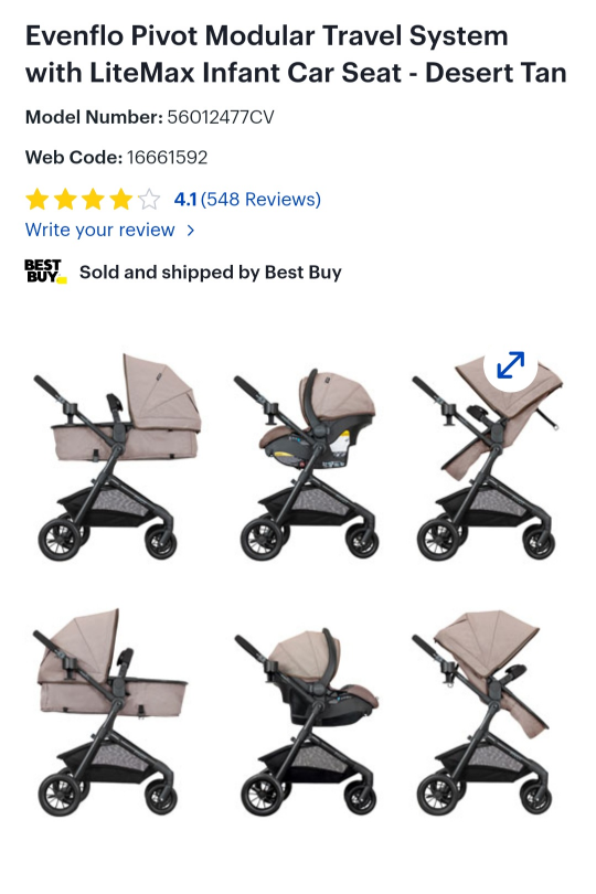 Evenflo Pivot Modular Travel System with LiteMax Infant Car Seat thumbnail