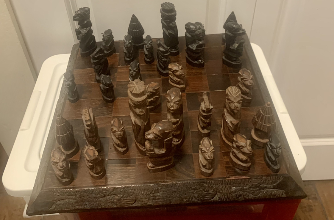 African Wood Carved Chess Set - photo 4