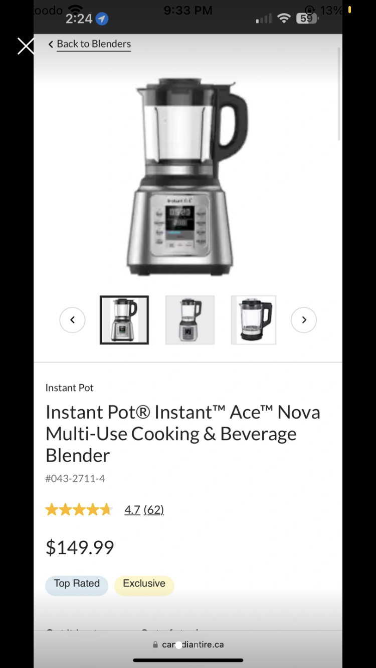 Instant ace nova Cooking & Beverage Blender thumbnail