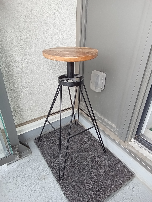Stool with wooden seat