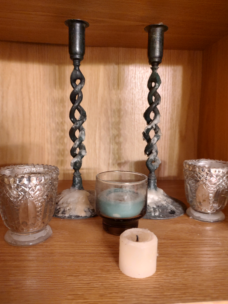 For sale 2 vintage candle holders and free bonus 6 candles