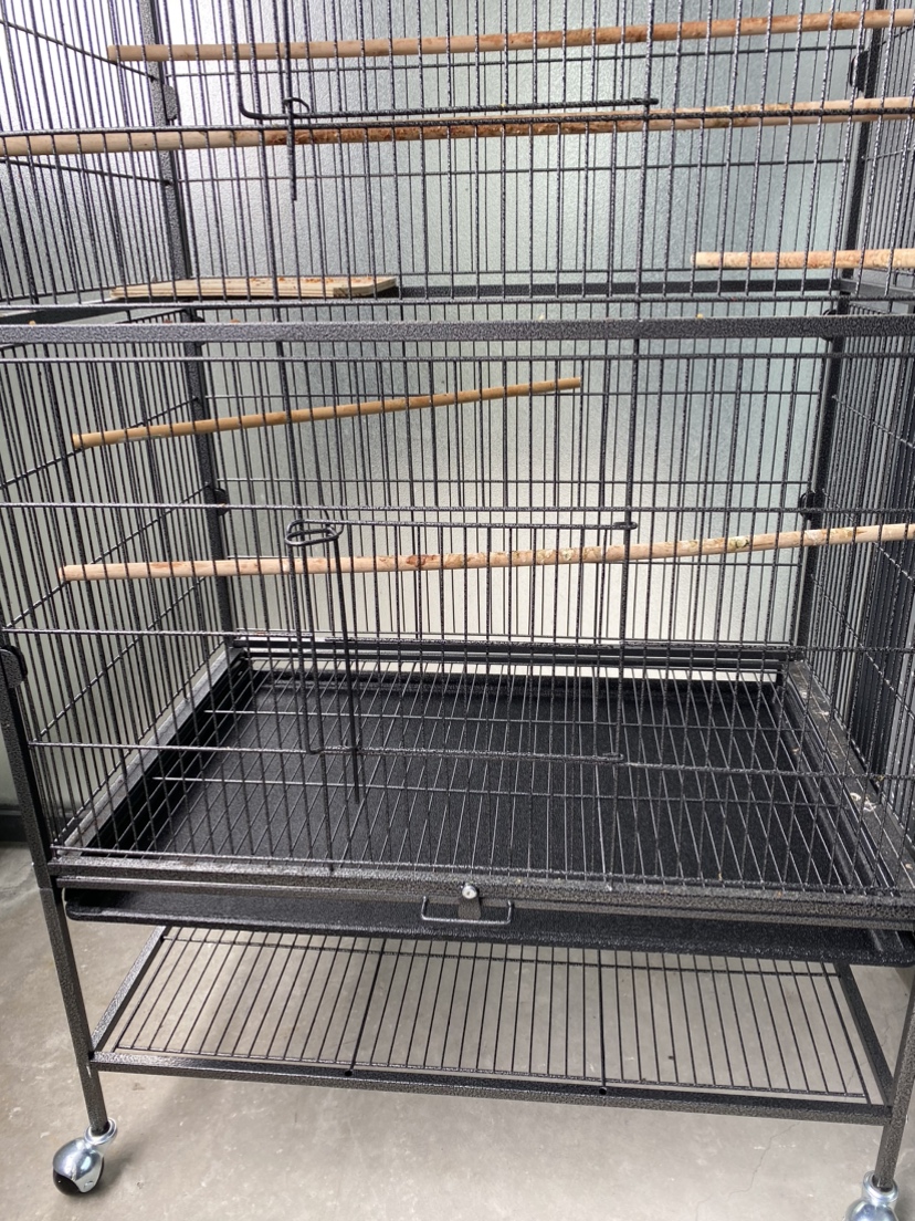 Bird cage - dark metal large on wheels great shape image indicator(5)