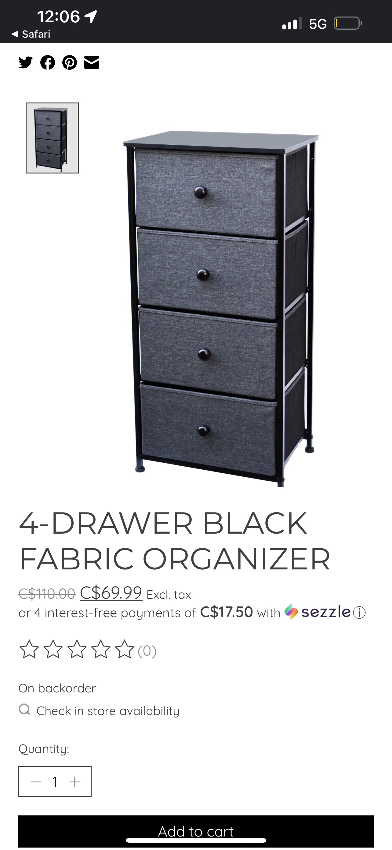 4-DRAWER BLACK FABRIC ORGANIZER - photo 4