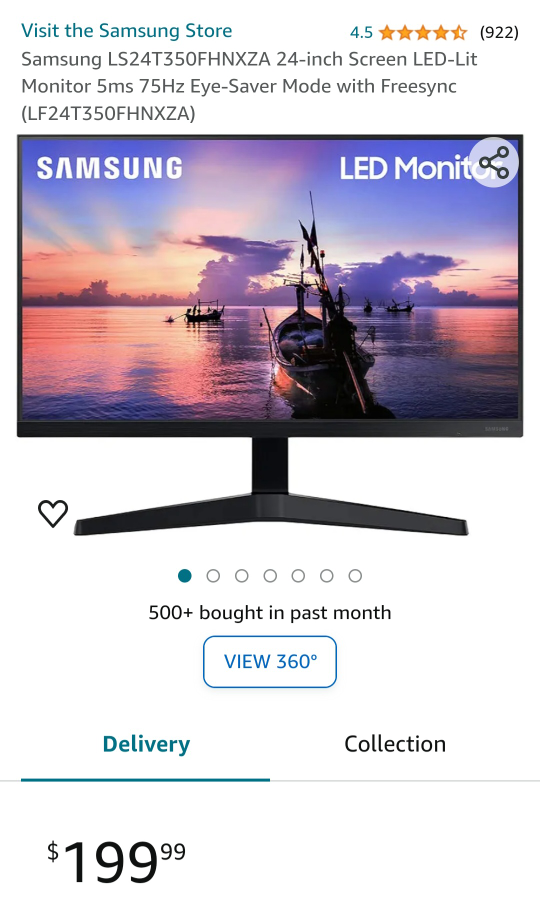 NEW SEALED! SAMSUNG 24" MONITORS FHD 1080P 75Hz 24" $93.99! thumbnail