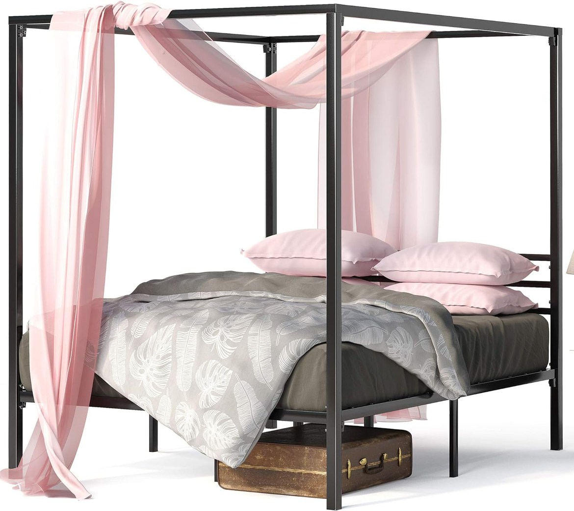 New ZINUS Patricia Black Metal Canopy Platform Bed Frame, Queen