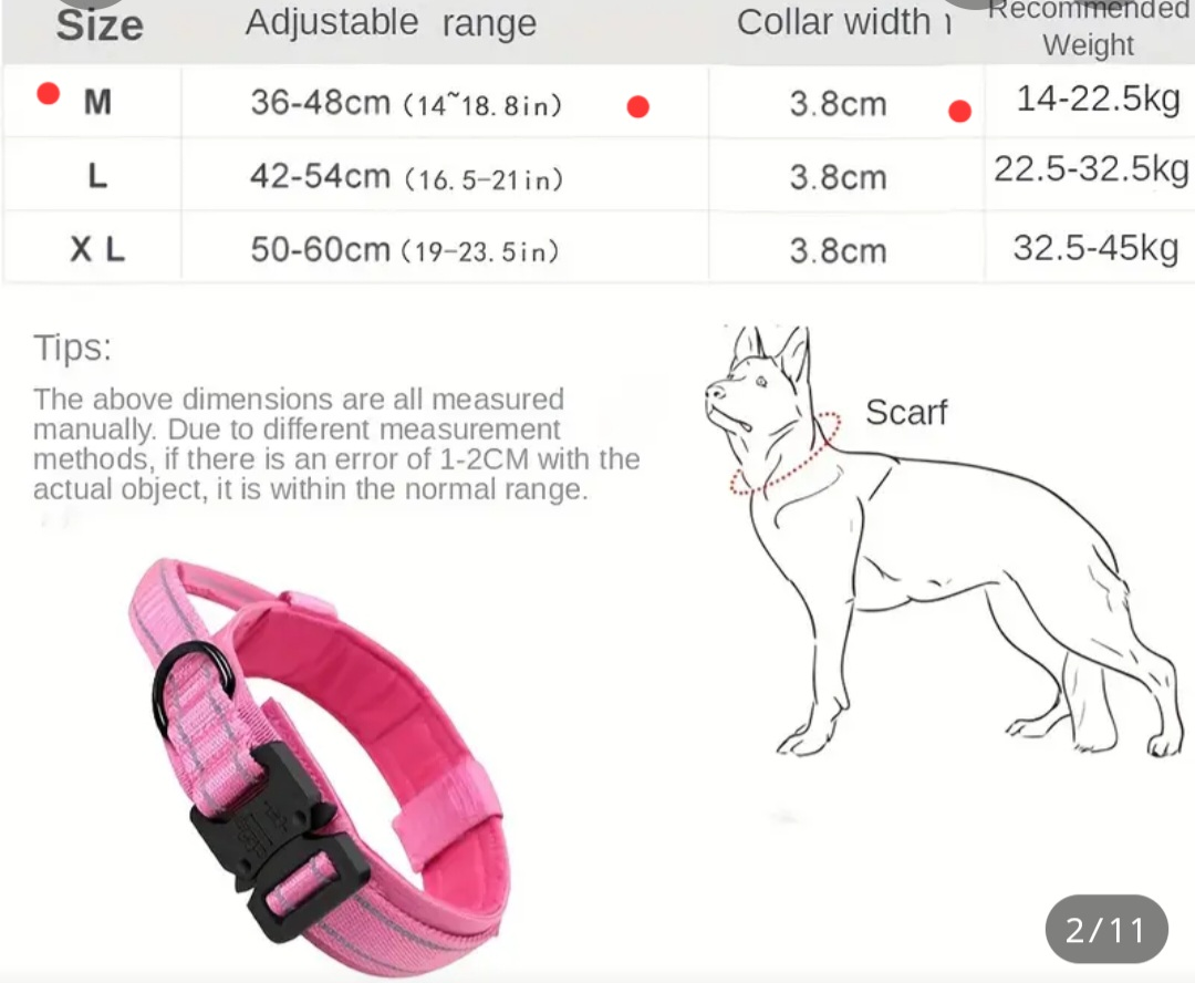 Tactical Heavy Duty Dog Collar MEDIUM BLACK image indicator(3)