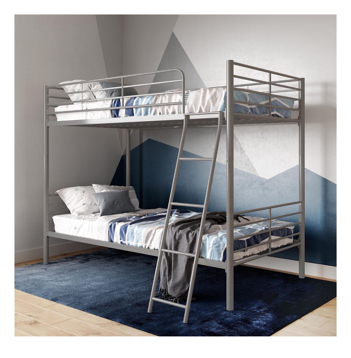 Selling Mainstays Twin over Twin Convertible Bunk Bed in Silver - photo 3