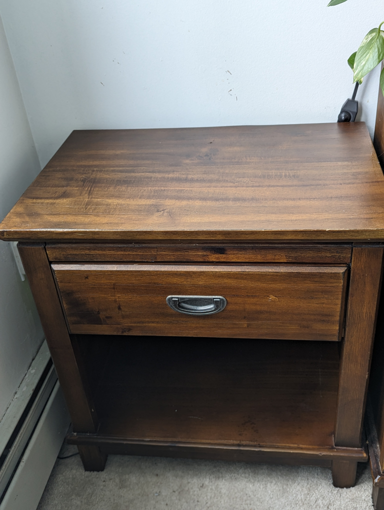 Dark wood nightstand