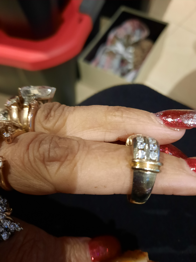 Solid 10k genuine Authentic LARGE 2-tone band ring yellow gold image indicator(2)