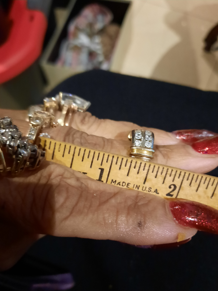 Solid 10k genuine Authentic LARGE 2-tone band ring yellow gold image indicator(3)