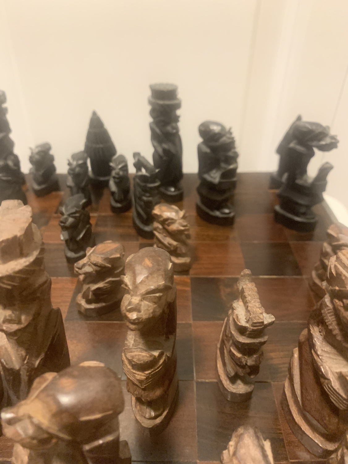 African Wood Carved Chess Set - photo 2
