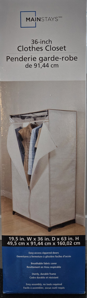 Mainstays Single Tier Zippered Clothes Closet, 36",