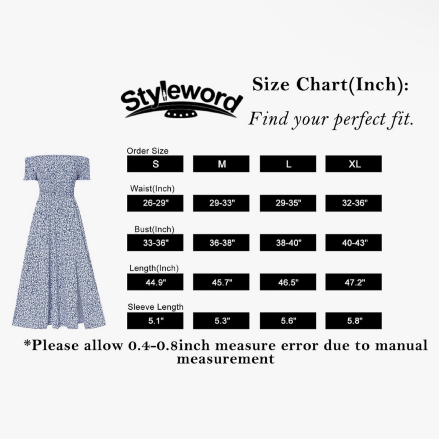 Blue floral off-the-shoulder summer dress image indicator(5)