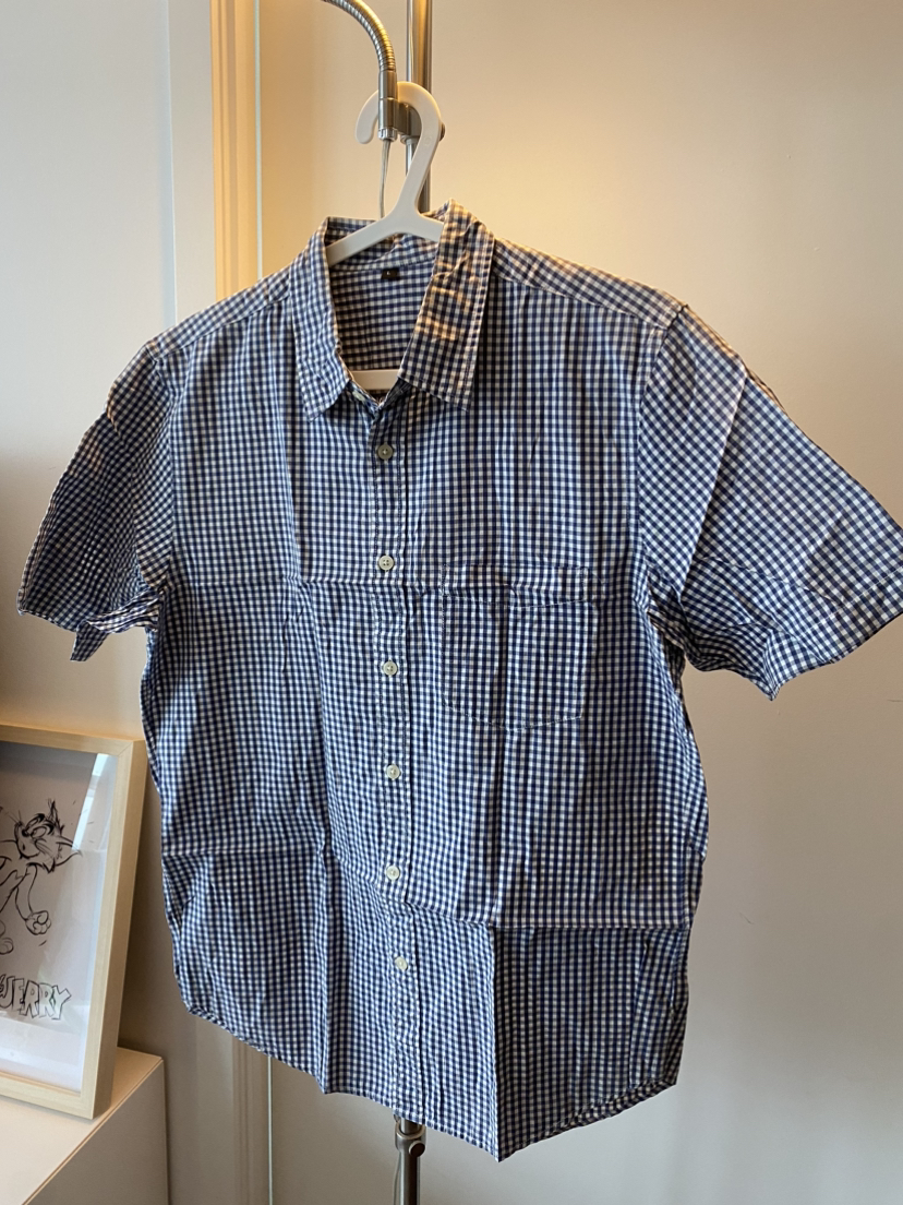 Muji blue checked shirt for men thumbnail