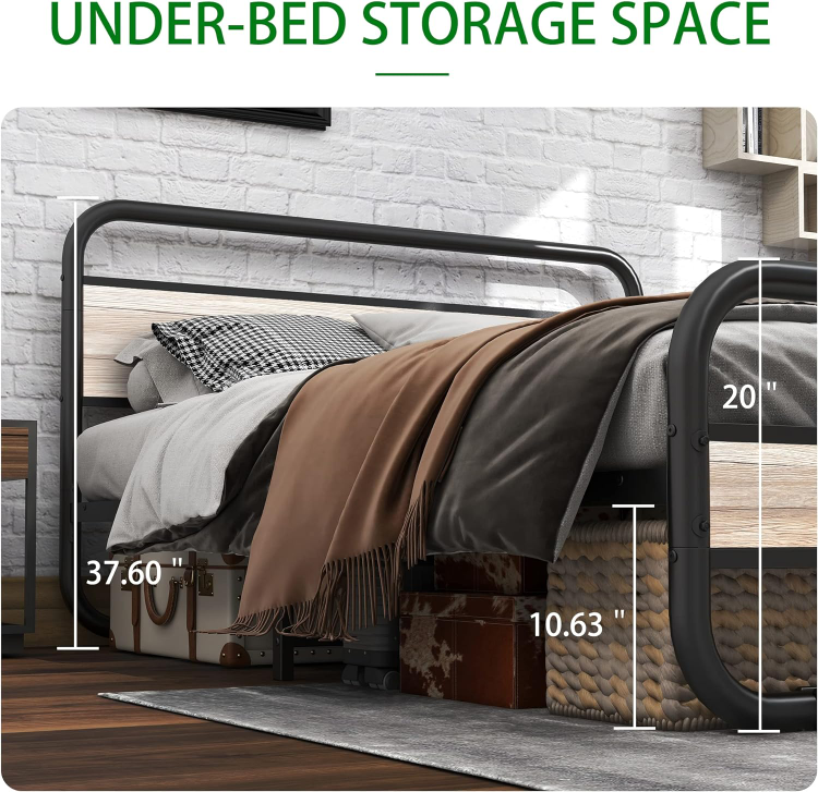 New Queen Size Bed Frame with Wooden Headboard and Footboard - photo 5