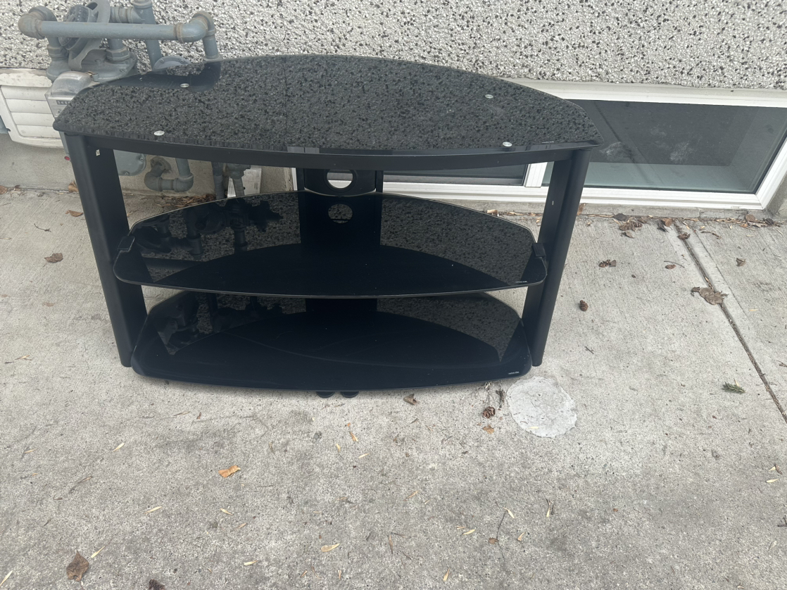 Three tier black glass TV stand - photo 2