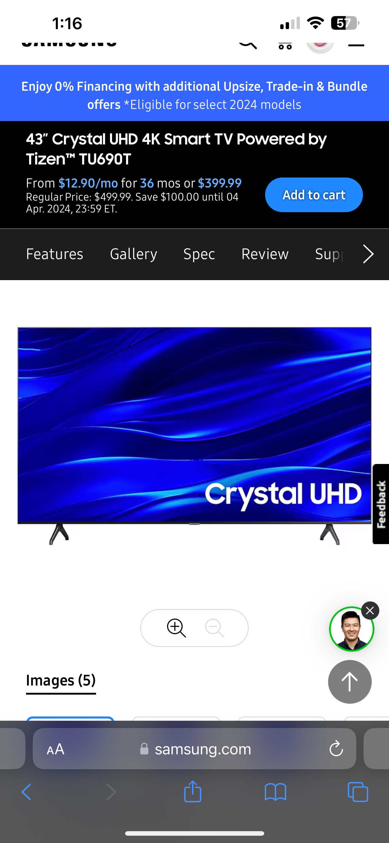 Samsung 43” 4K CRYSTAL Smart UHD TV - photo 4