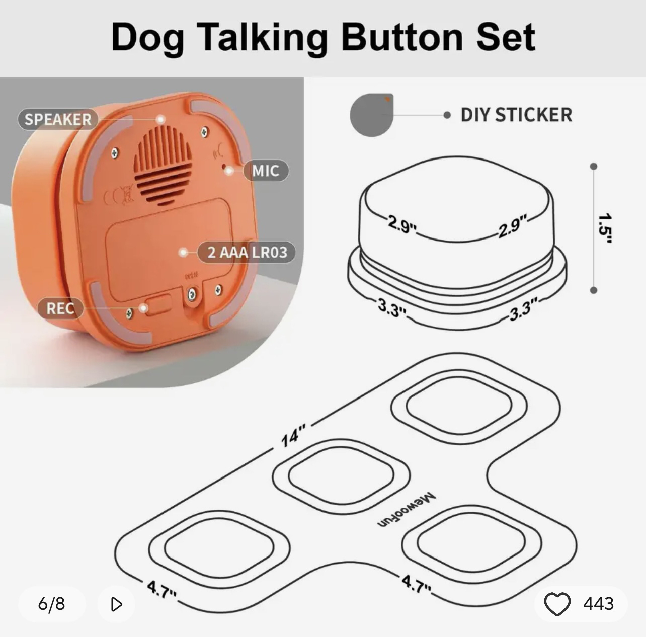 Dog Button Record Talking Pet Communication Vocal Training - photo 3