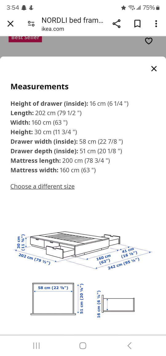Nordli  Storage Bed Ikea Queen size