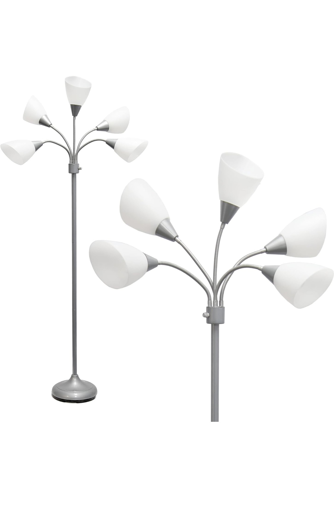 Multi Head 5 Light Floor Lamp with White Shades - photo 3
