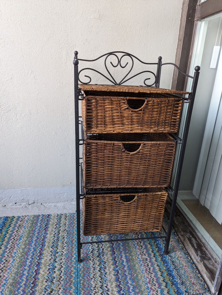 wicker 3 drawers metal frame