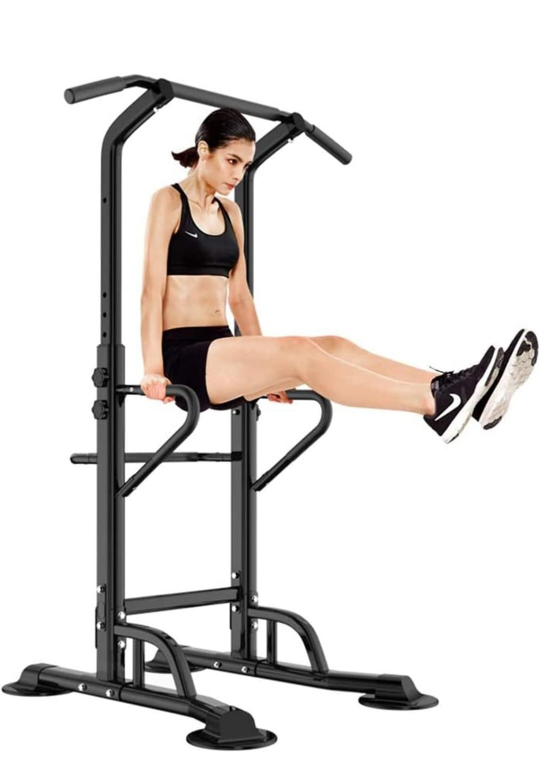 Adjustable pull up and dip station