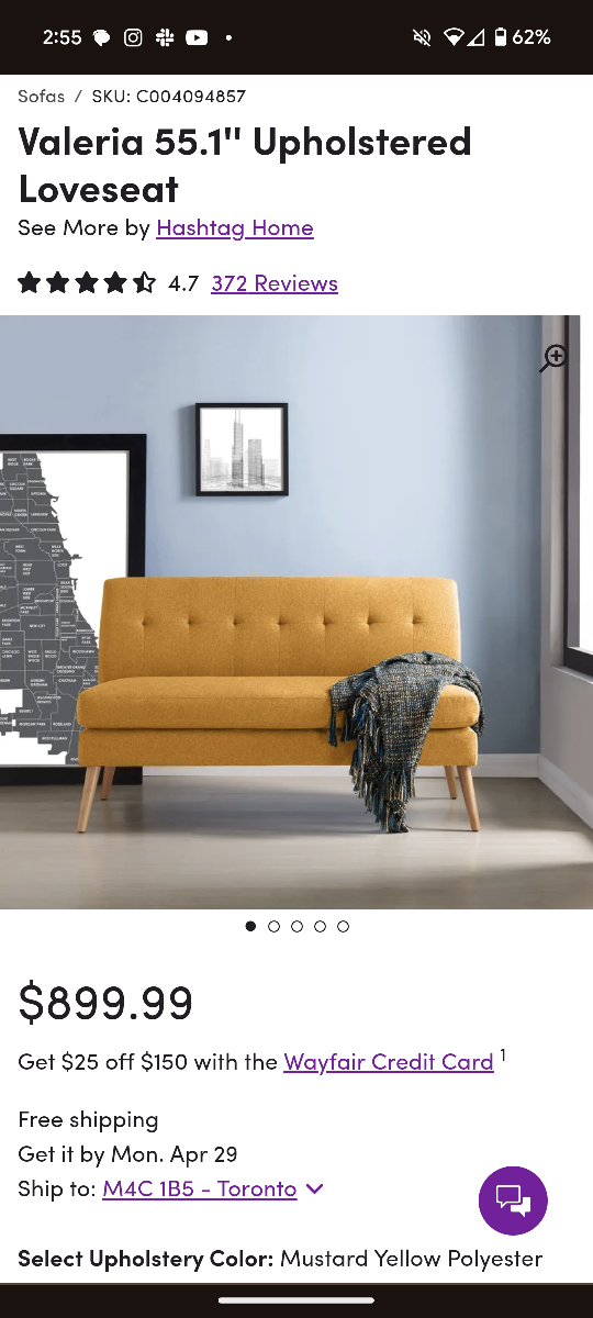 Wayfair Mustard Yellow Couch