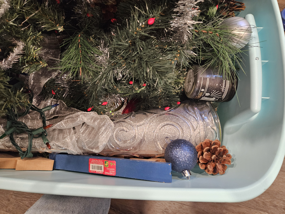 bin of Christmas decorations - photo 2