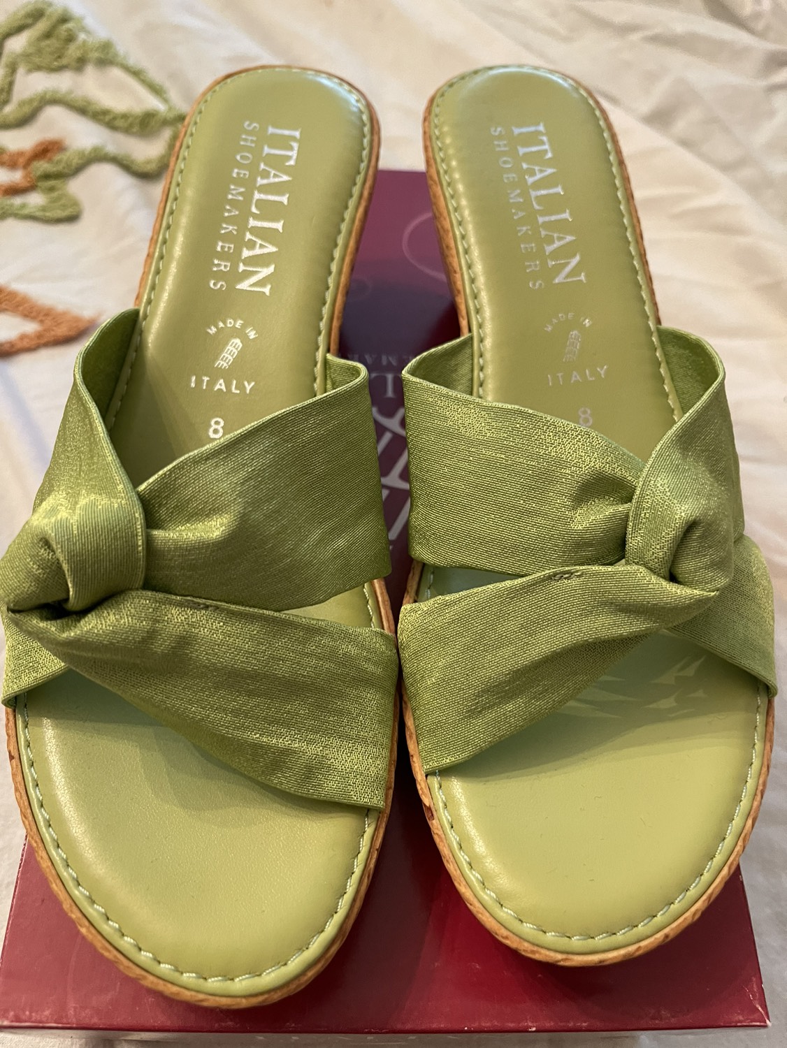 Brand New Lime colored wedge sandal size 8 Italian made