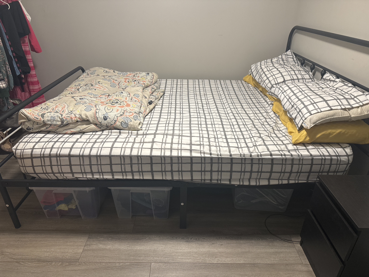 Moving sale - queen bed frame and mattress - photo 3