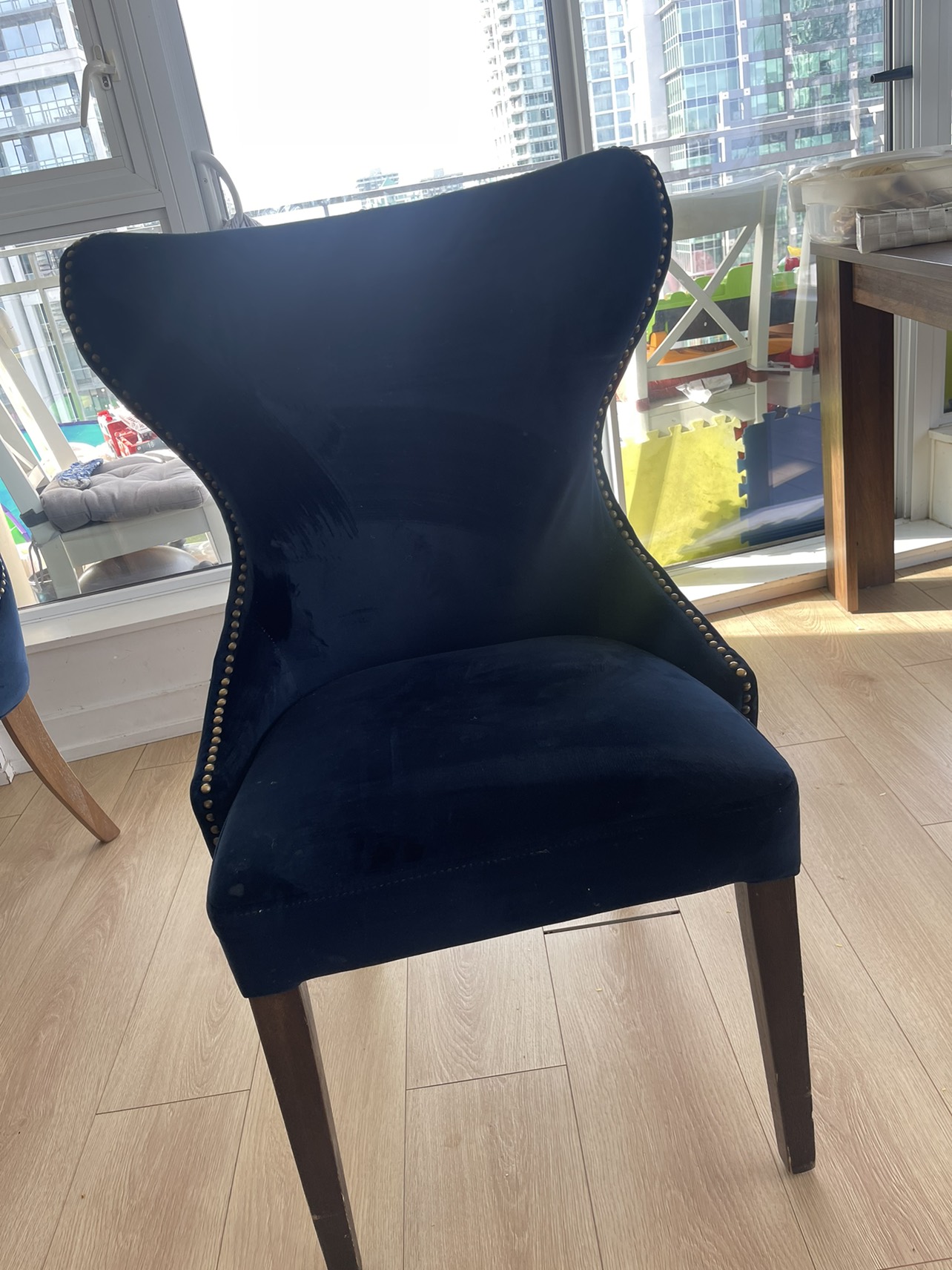 2 accent designed blue dining chairs used like new - photo 3