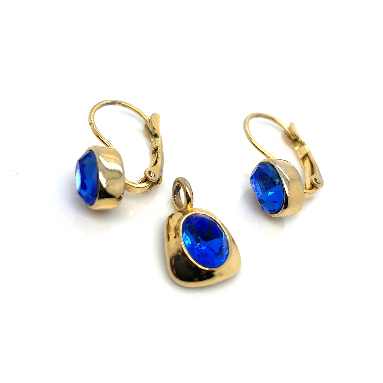 Fashion gold tone earrings and pendant thumbnail