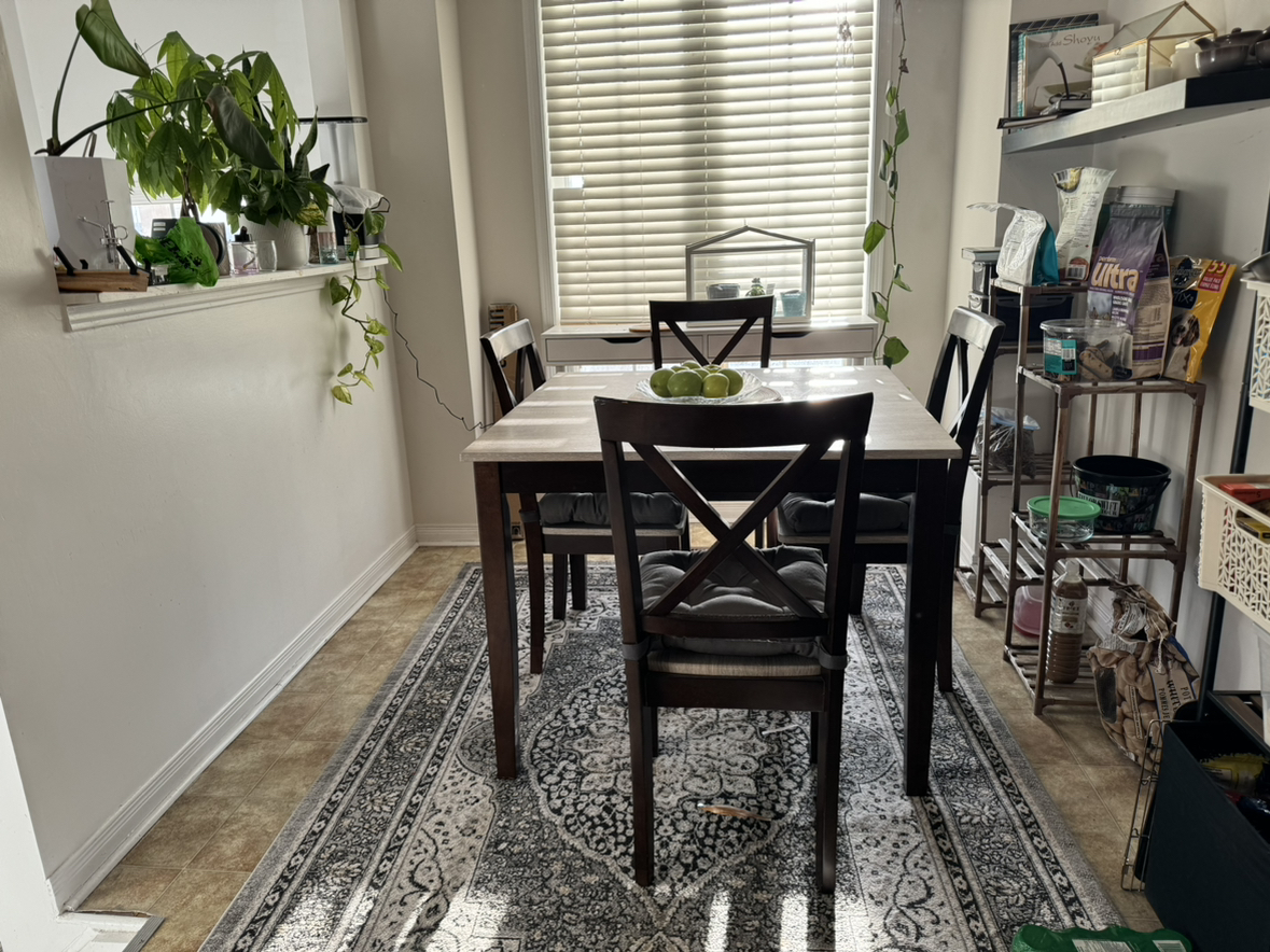 Kitchen table and 4 chairs with cushions