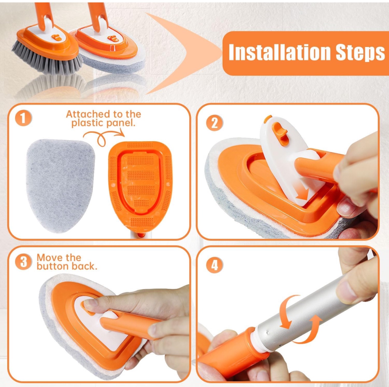 Shower Scrubber with Long Handle for Cleaning, thumbnail